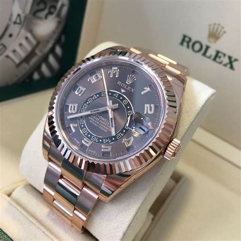 rolex sky-dweller rose gold chocolate dial|rolex sky dweller watch price.